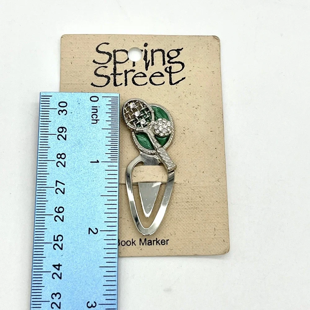 Spring Street Tennis Racket Book‎ Marker Silver Tone Novelty Gift